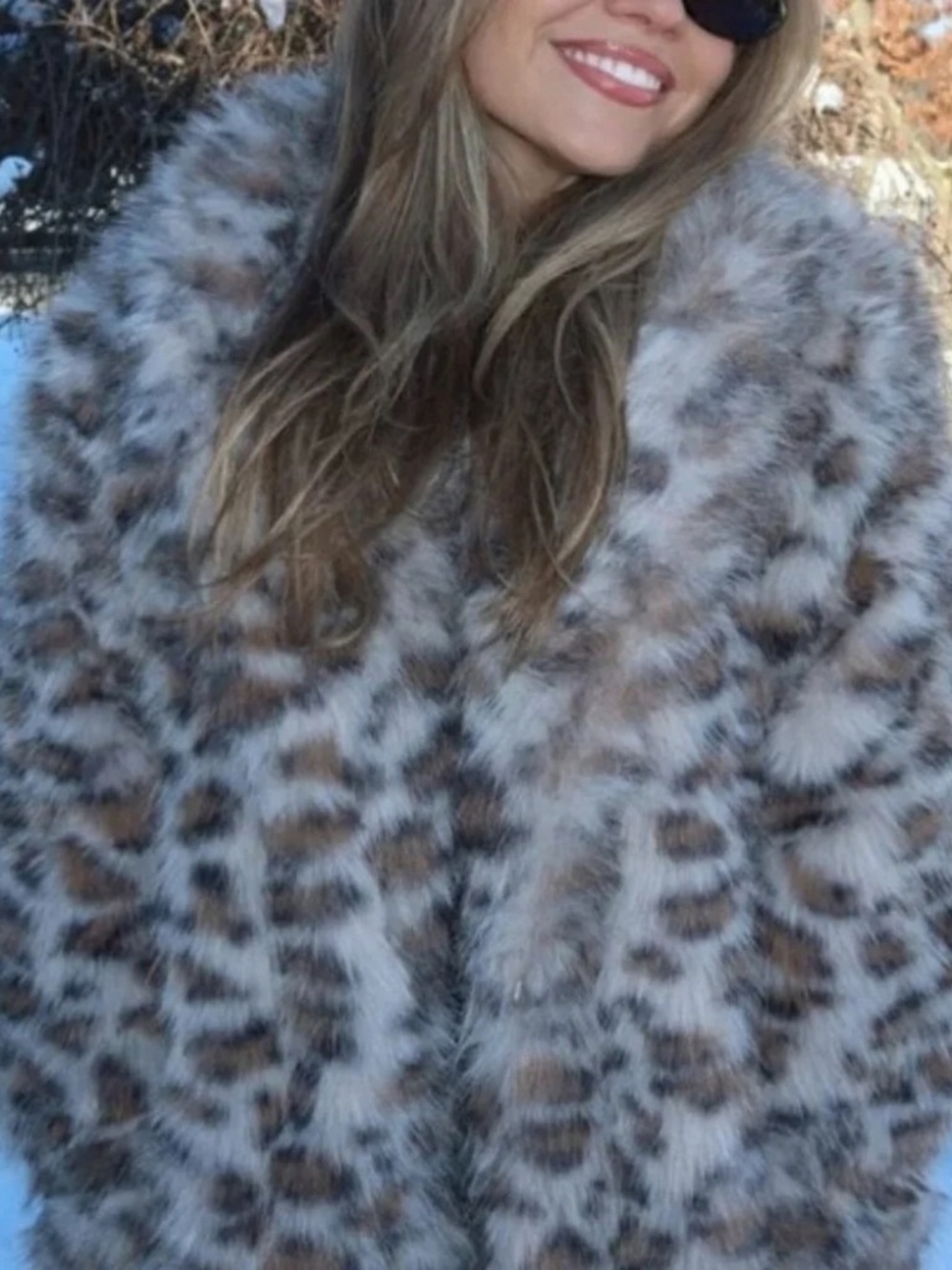 NEW Wild Fable Leopard Faux Fur Jacket Brown Cheetah Mob Wife Coat - Picture 6 of 9
